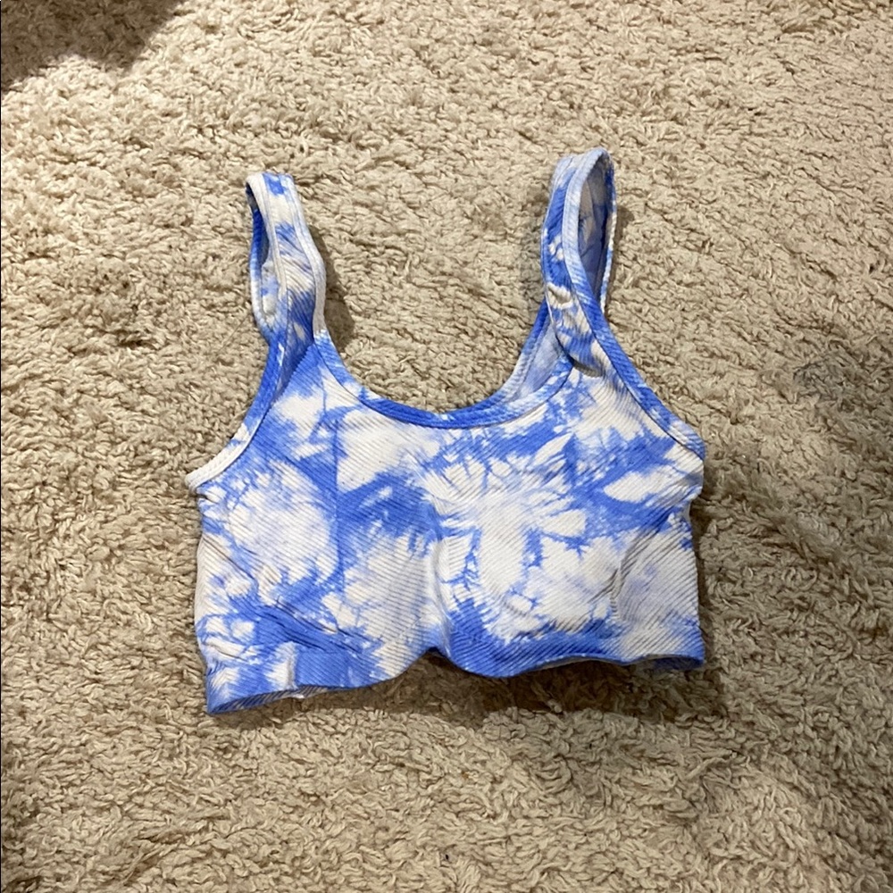No Boundaries Blue and White Crop Tank Top
